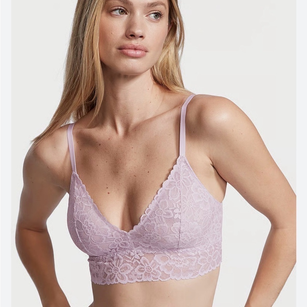 Pink Lace Bralette & Panties Set Lavender Sparkles